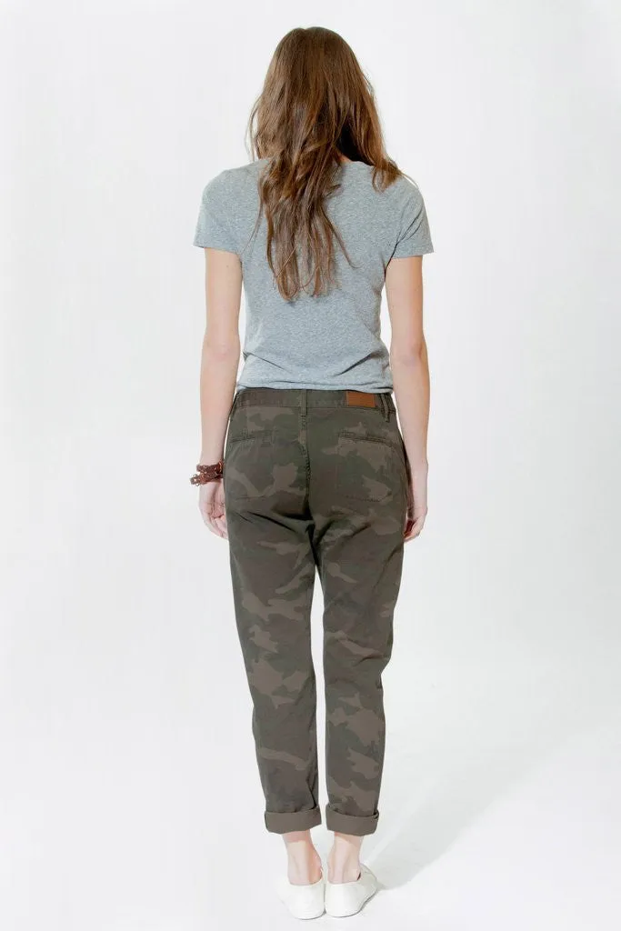 WOMENS GROWN & SEWN USA 28 X 29 INDIE BOYFRIEND PANT - CAMO Jeans Fatigues